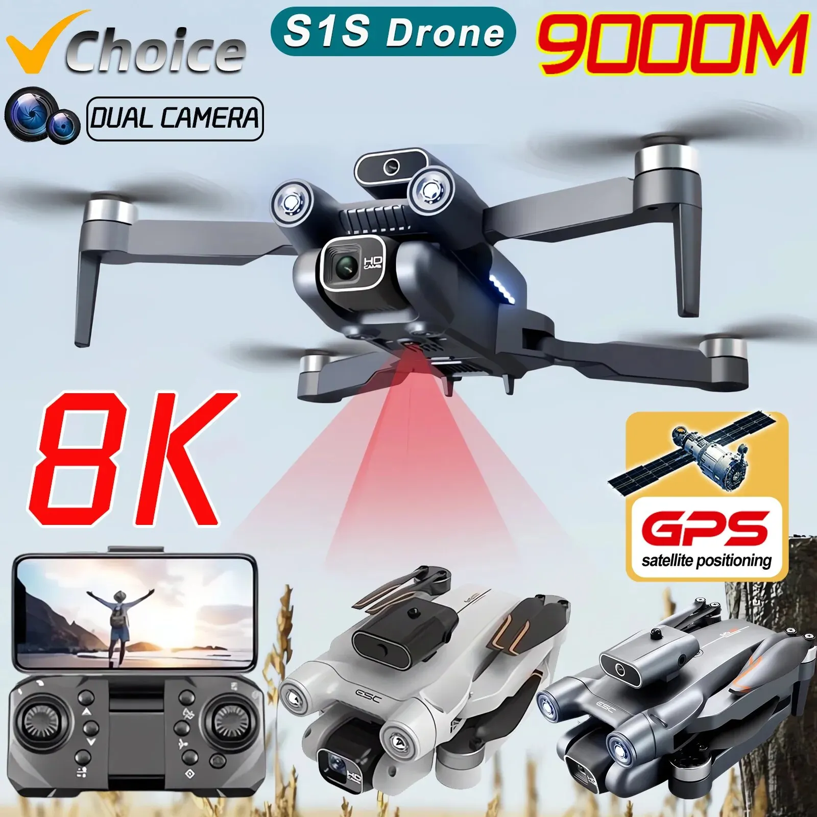 New S1S 5G GPS Drone Camera 8K - Drone Kit Professional avaliação e preço